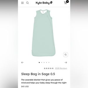 Kyte Baby sleep bag in sage 0.5 tog